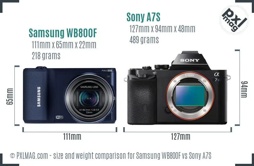 Samsung WB800F vs Sony A7S size comparison