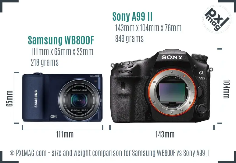 Samsung WB800F vs Sony A99 II size comparison