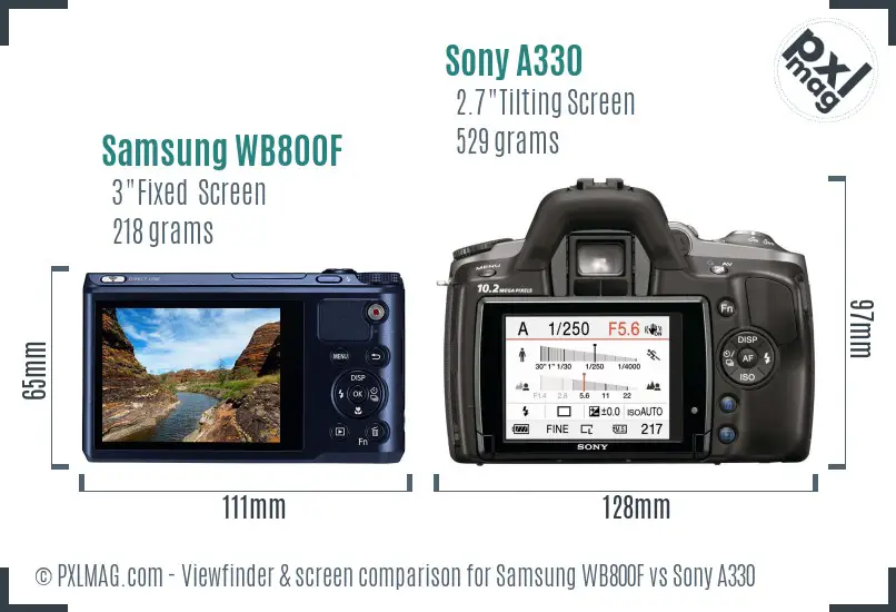 Samsung WB800F vs Sony A330 Screen and Viewfinder comparison