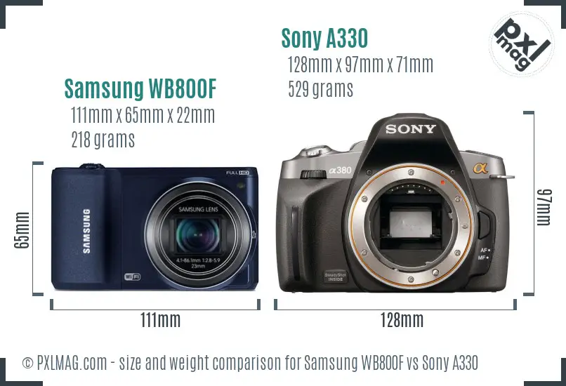 Samsung WB800F vs Sony A330 size comparison