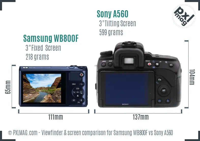 Samsung WB800F vs Sony A560 Screen and Viewfinder comparison