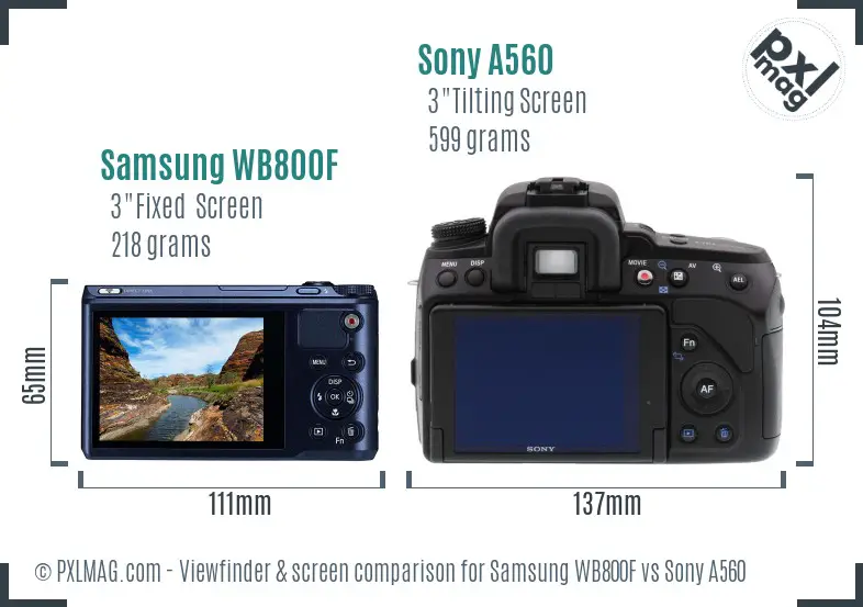 Samsung WB800F vs Sony A560 Screen and Viewfinder comparison Samsung WB800F vs Sony A560 Screen and Viewfinder comparison