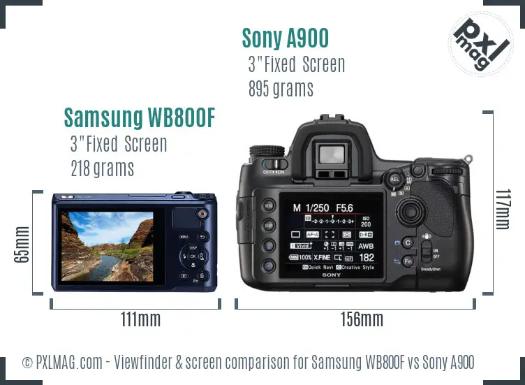 Samsung WB800F vs Sony A900 Screen and Viewfinder comparison