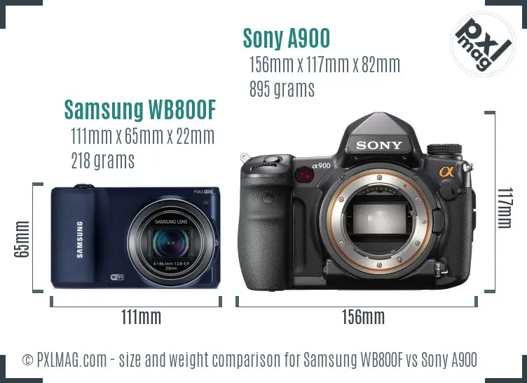 Samsung WB800F vs Sony A900 size comparison