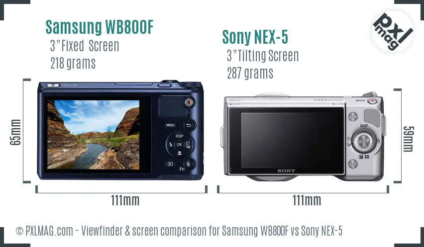 Samsung WB800F vs Sony NEX-5 Screen and Viewfinder comparison