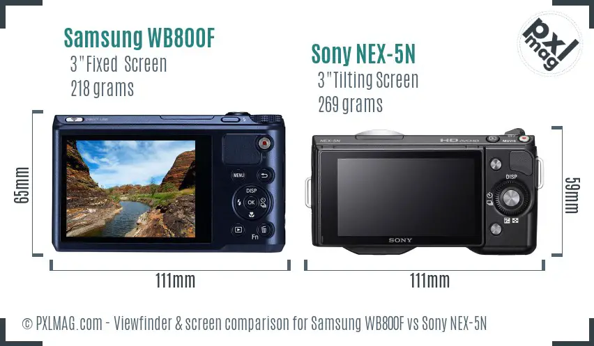 Samsung WB800F vs Sony NEX-5N Screen and Viewfinder comparison