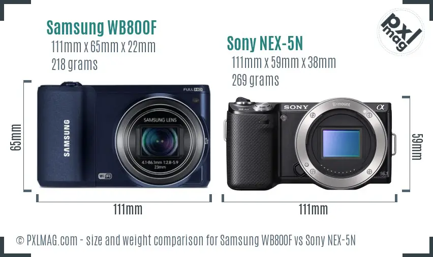 Samsung WB800F vs Sony NEX-5N size comparison Samsung WB800F vs Sony NEX-5N size comparison