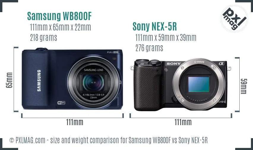 Samsung WB800F vs Sony NEX-5R size comparison Samsung WB800F vs Sony NEX-5R size comparison