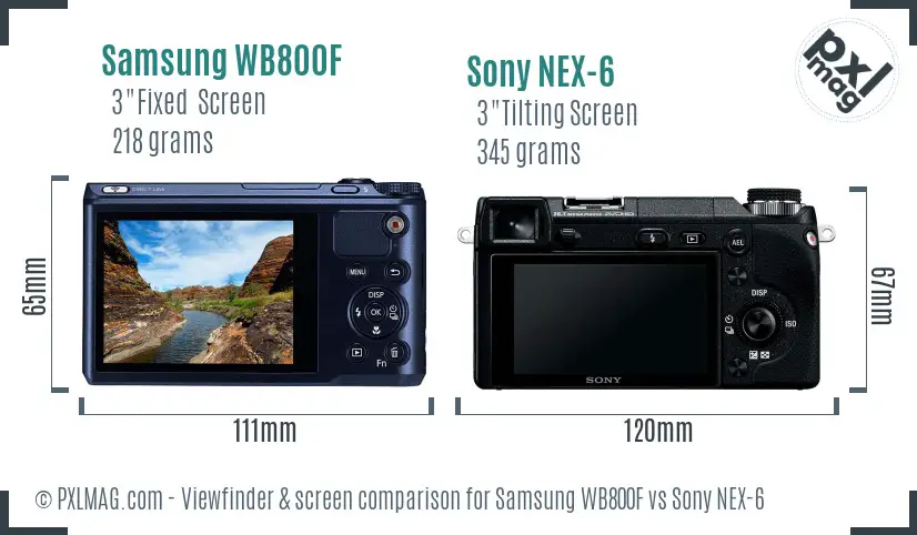 Samsung WB800F vs Sony NEX-6 Screen and Viewfinder comparison