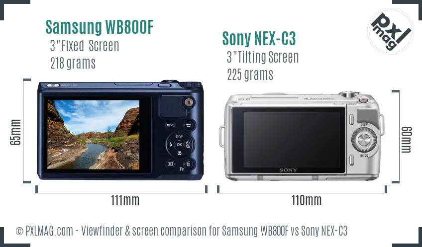 Samsung WB800F vs Sony NEX-C3 Screen and Viewfinder comparison