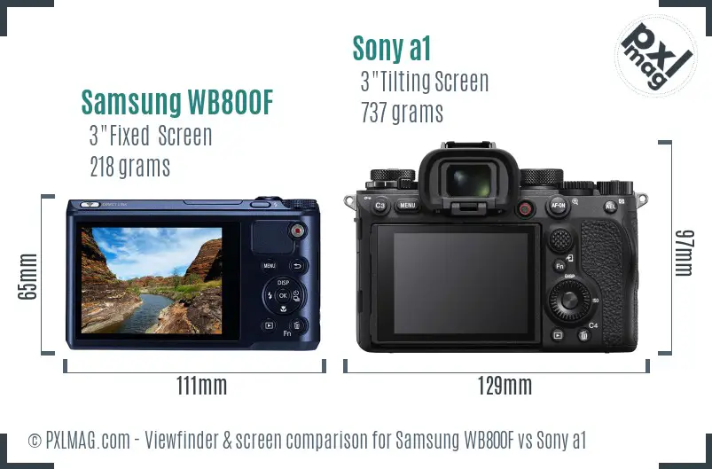 Samsung WB800F vs Sony a1 Screen and Viewfinder comparison