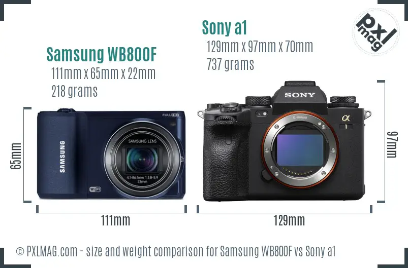 Samsung WB800F vs Sony a1 size comparison