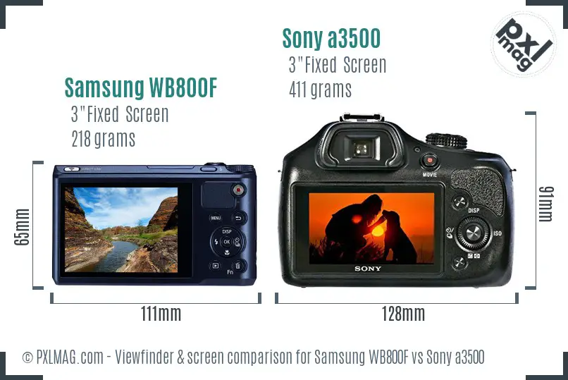 Samsung WB800F vs Sony a3500 Screen and Viewfinder comparison