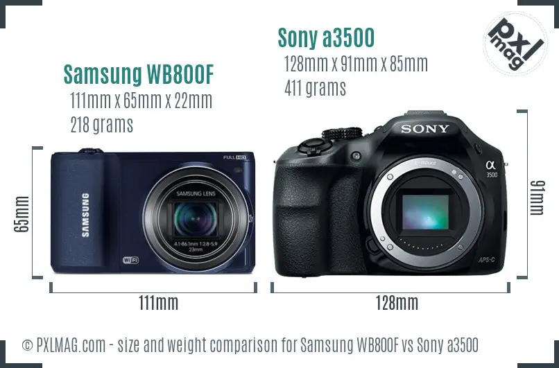 Samsung WB800F vs Sony a3500 size comparison
