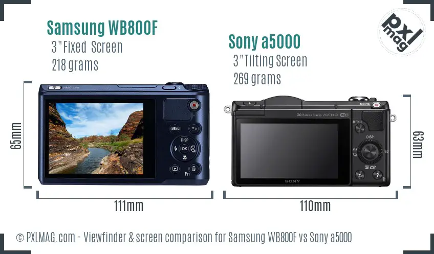Samsung WB800F vs Sony a5000 Screen and Viewfinder comparison