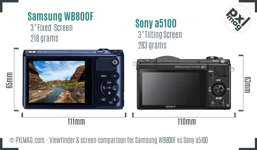 Samsung WB800F vs Sony a5100 Screen and Viewfinder comparison