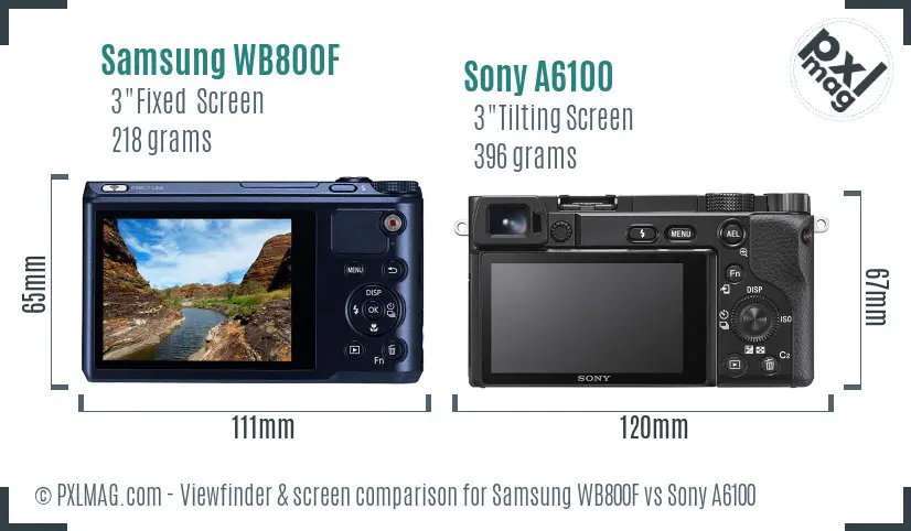 Samsung WB800F vs Sony A6100 Screen and Viewfinder comparison