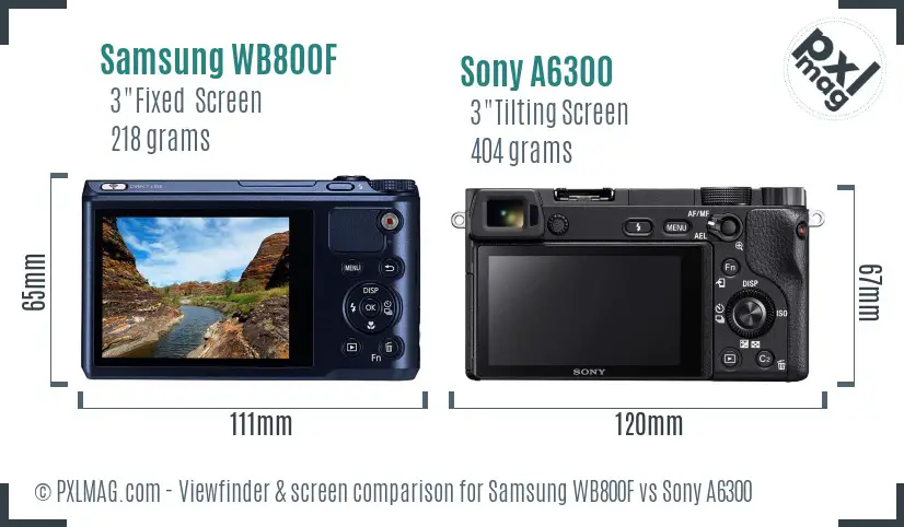 Samsung WB800F vs Sony A6300 Screen and Viewfinder comparison