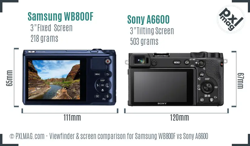 Samsung WB800F vs Sony A6600 Screen and Viewfinder comparison