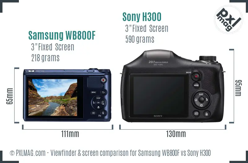 Samsung WB800F vs Sony H300 Screen and Viewfinder comparison