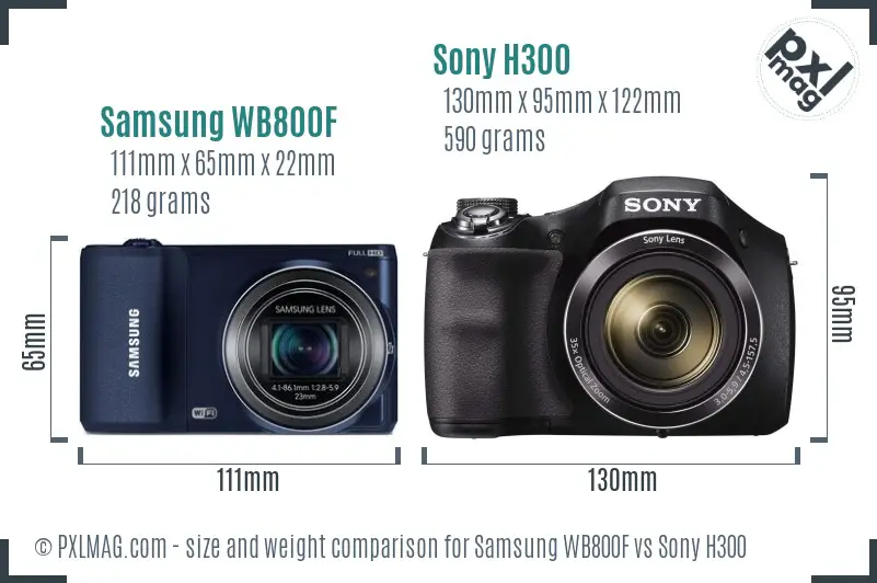 Samsung WB800F vs Sony H300 size comparison