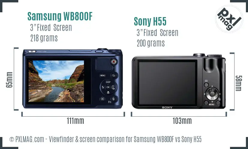 Samsung WB800F vs Sony H55 Screen and Viewfinder comparison
