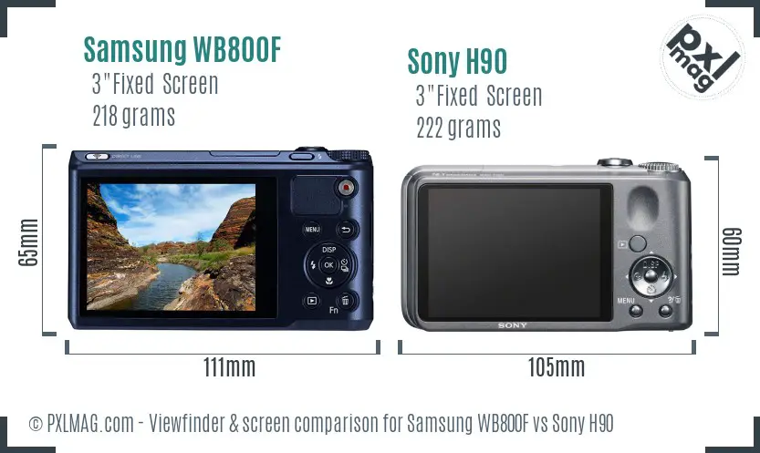 Samsung WB800F vs Sony H90 Screen and Viewfinder comparison