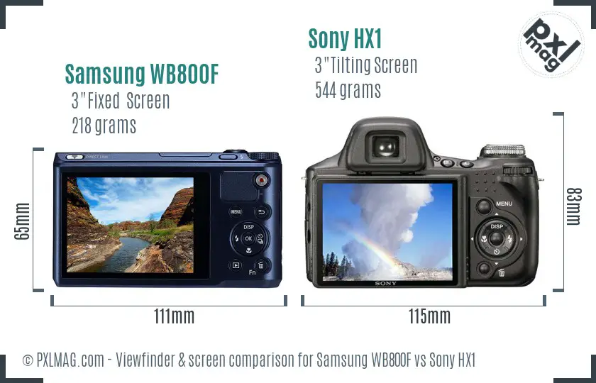 Samsung WB800F vs Sony HX1 Screen and Viewfinder comparison
