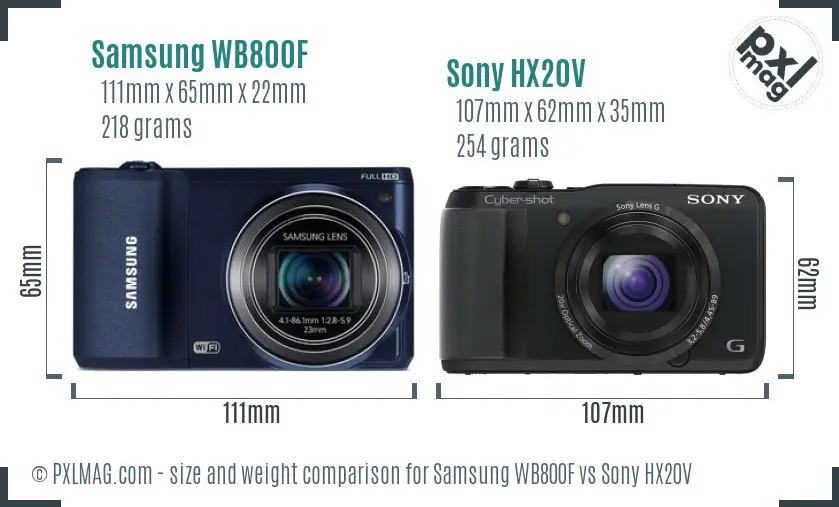 Samsung WB800F vs Sony HX20V size comparison Samsung WB800F vs Sony HX20V size comparison