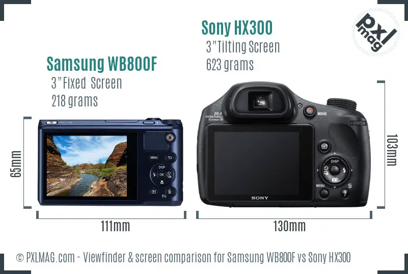 Samsung WB800F vs Sony HX300 Screen and Viewfinder comparison