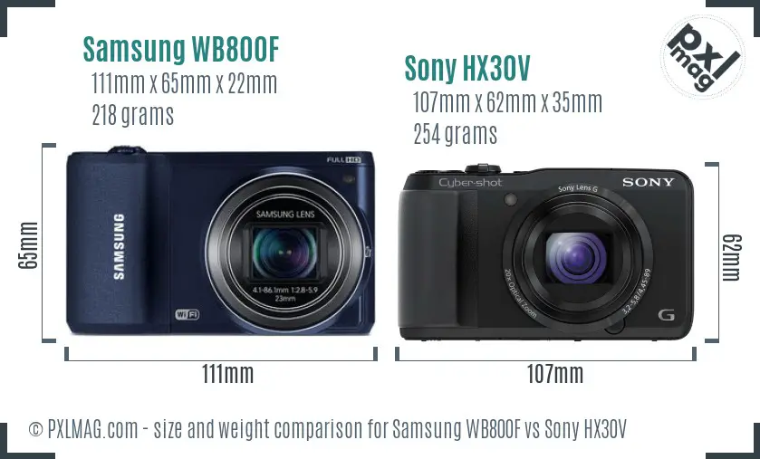 Samsung WB800F vs Sony HX30V size comparison Samsung WB800F vs Sony HX30V size comparison