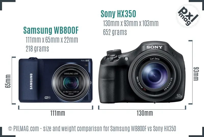 Samsung WB800F vs Sony HX350 size comparison Samsung WB800F vs Sony HX350 size comparison