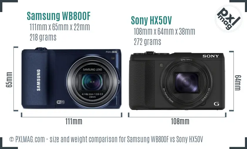 Samsung WB800F vs Sony HX50V size comparison Samsung WB800F vs Sony HX50V size comparison