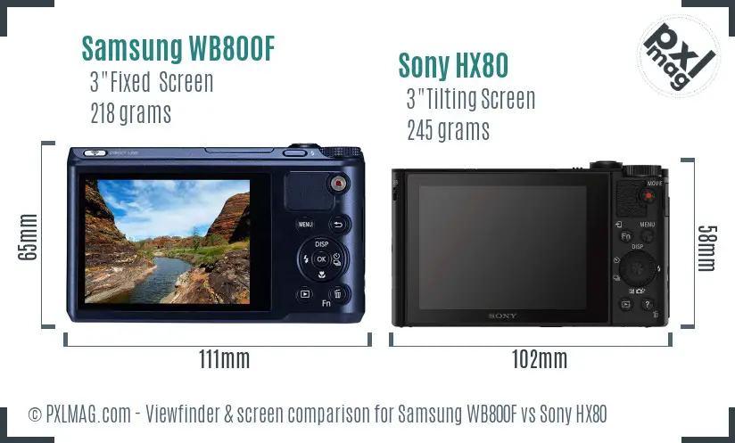 Samsung WB800F vs Sony HX80 Screen and Viewfinder comparison Samsung WB800F vs Sony HX80 Screen and Viewfinder comparison