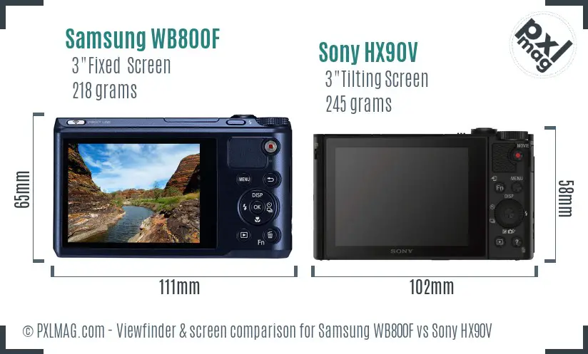 Samsung WB800F vs Sony HX90V Screen and Viewfinder comparison