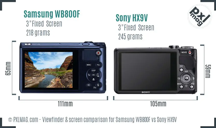 Samsung WB800F vs Sony HX9V Screen and Viewfinder comparison