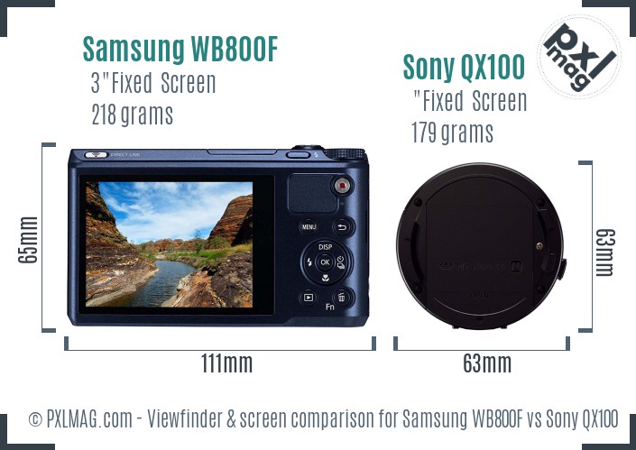 Samsung WB800F vs Sony QX100 Screen and Viewfinder comparison