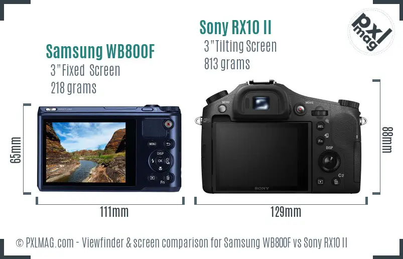 Samsung WB800F vs Sony RX10 II Screen and Viewfinder comparison