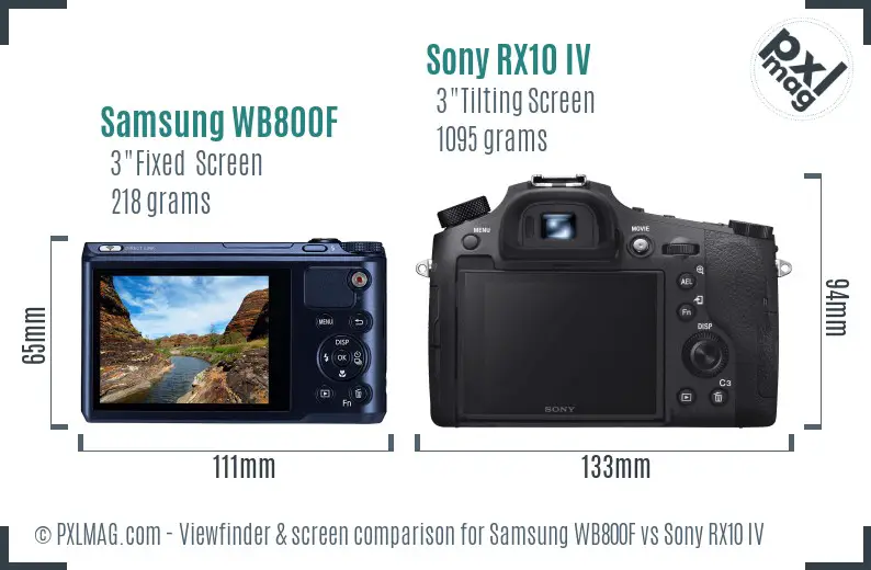 Samsung WB800F vs Sony RX10 IV Screen and Viewfinder comparison