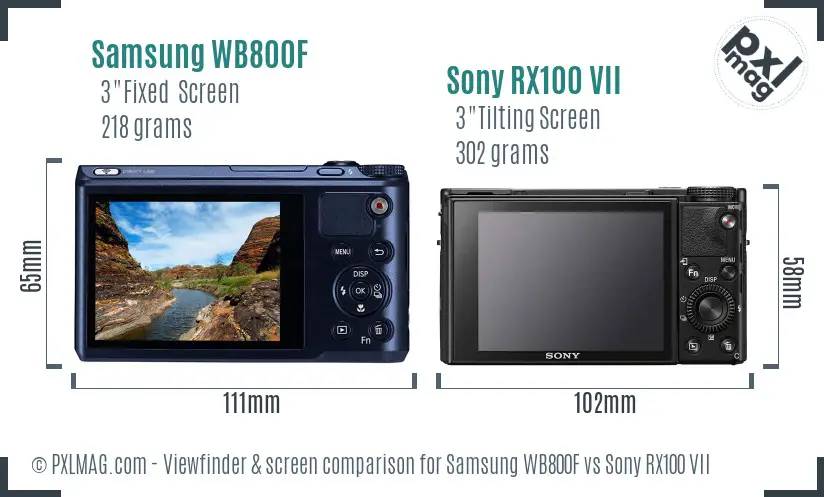Samsung WB800F vs Sony RX100 VII Screen and Viewfinder comparison