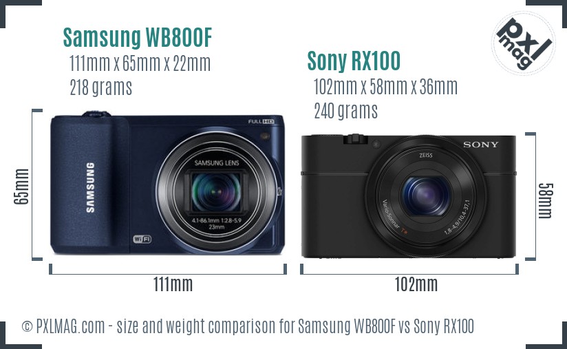 Samsung WB800F vs Sony RX100 size comparison Samsung WB800F vs Sony RX100 size comparison