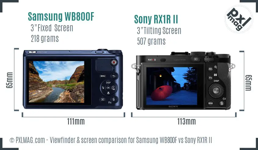 Samsung WB800F vs Sony RX1R II Screen and Viewfinder comparison