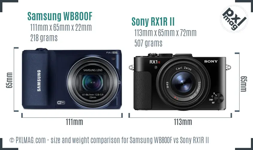 Samsung WB800F vs Sony RX1R II size comparison