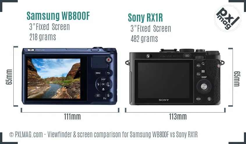 Samsung WB800F vs Sony RX1R Screen and Viewfinder comparison