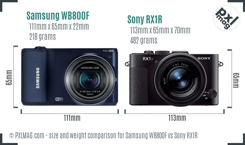 Samsung WB800F vs Sony RX1R size comparison