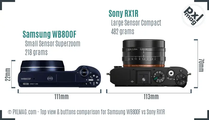 Samsung WB800F vs Sony RX1R top view buttons comparison