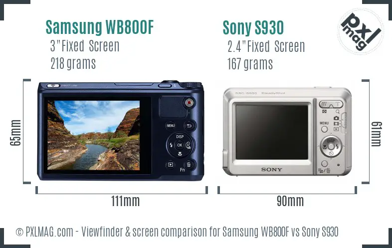 Samsung WB800F vs Sony S930 Screen and Viewfinder comparison