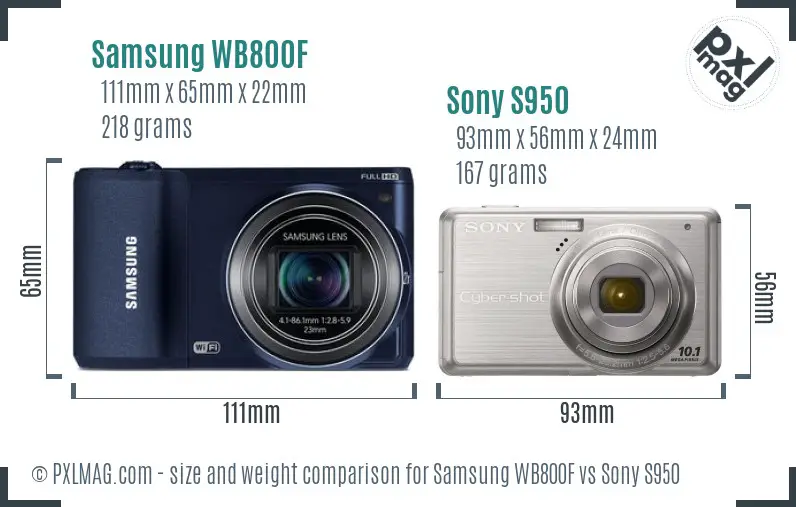 Samsung WB800F vs Sony S950 size comparison
