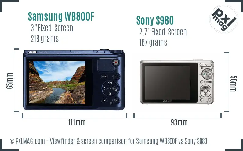 Samsung WB800F vs Sony S980 Screen and Viewfinder comparison