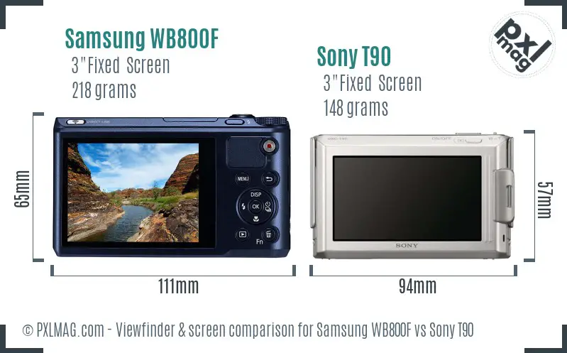 Samsung WB800F vs Sony T90 Screen and Viewfinder comparison
